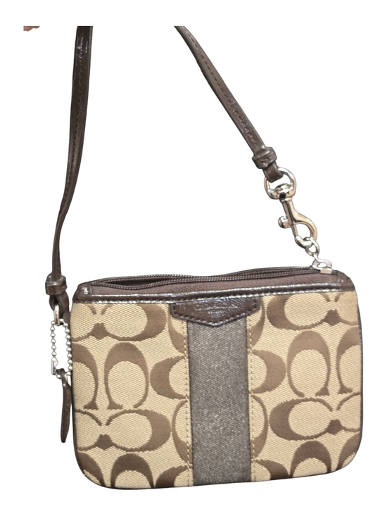Coach Handbags - Coach Signature Canvas Small Wristlet in Khaki/Brown